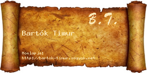 Bartók Timur névjegykártya